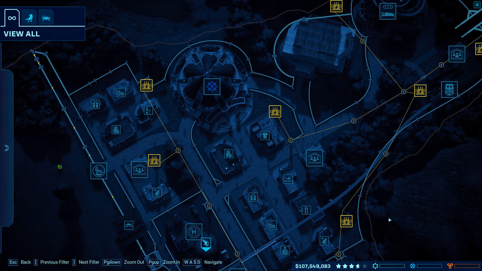 The interactive map from Jurassic World Evolution.