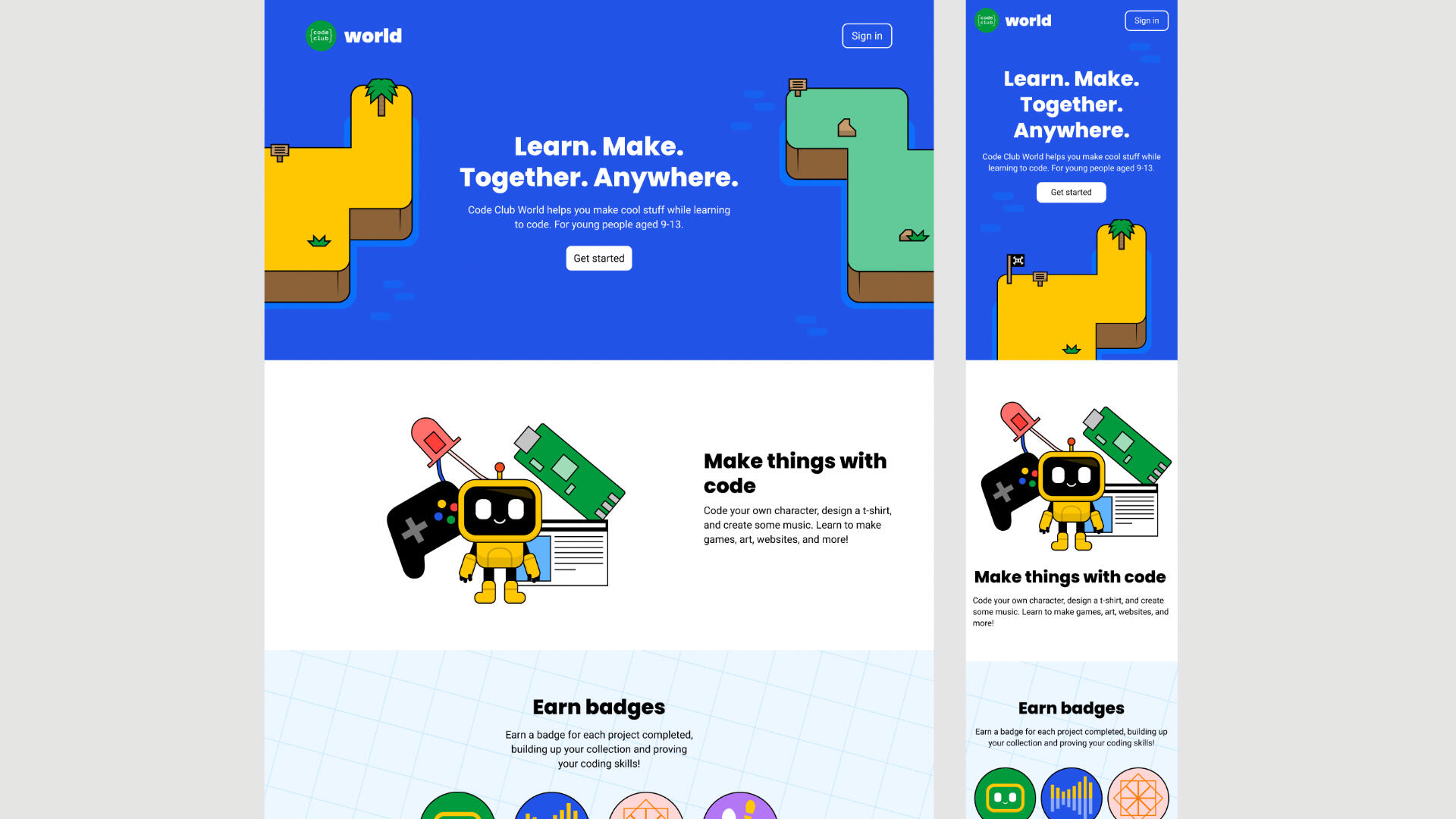 The Code Club World home page.