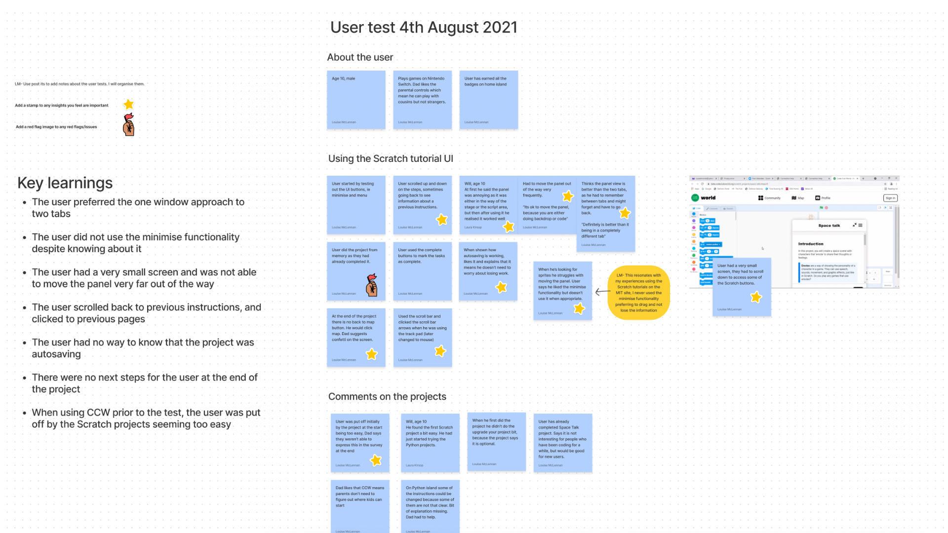 User testing feedback collected in Figjam.